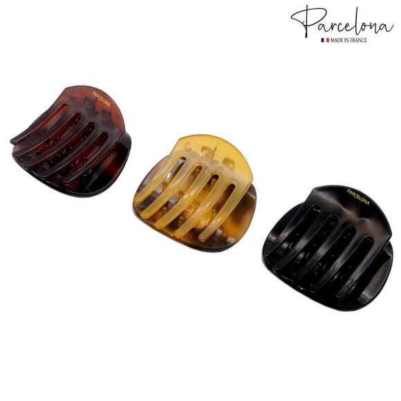 Set of 3 Tortoise Shell Black Savana Small Celluloid Hair Claws for Women Girls main image 5